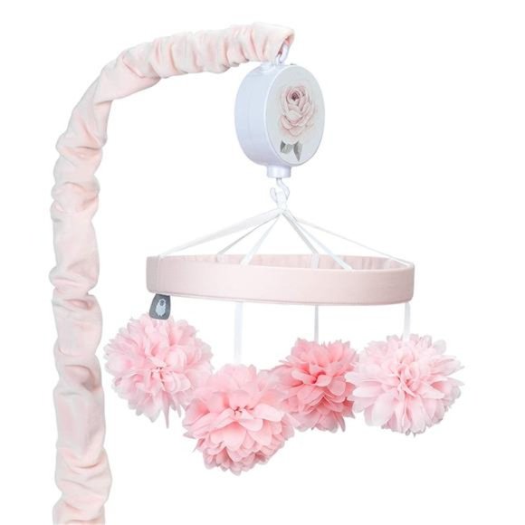 Lambs & Ivy Signature Botanical Baby Pink Floral Musical Baby Crib Mobile - Picture 1 of 6